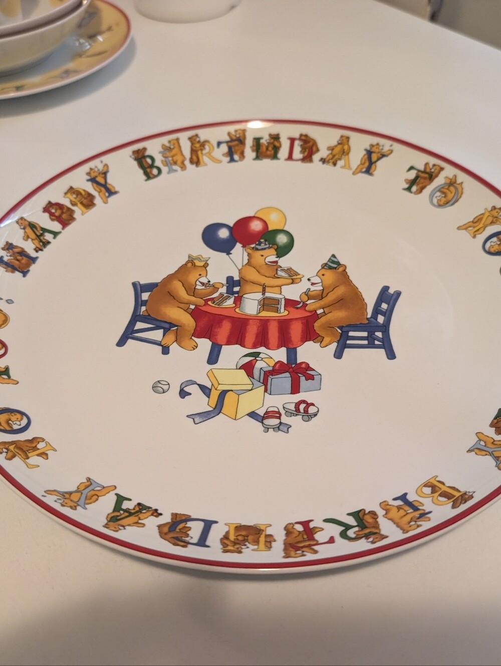 Tiffany & Co Alphabet Bears 12 Inch Birthday Party Cake Plate